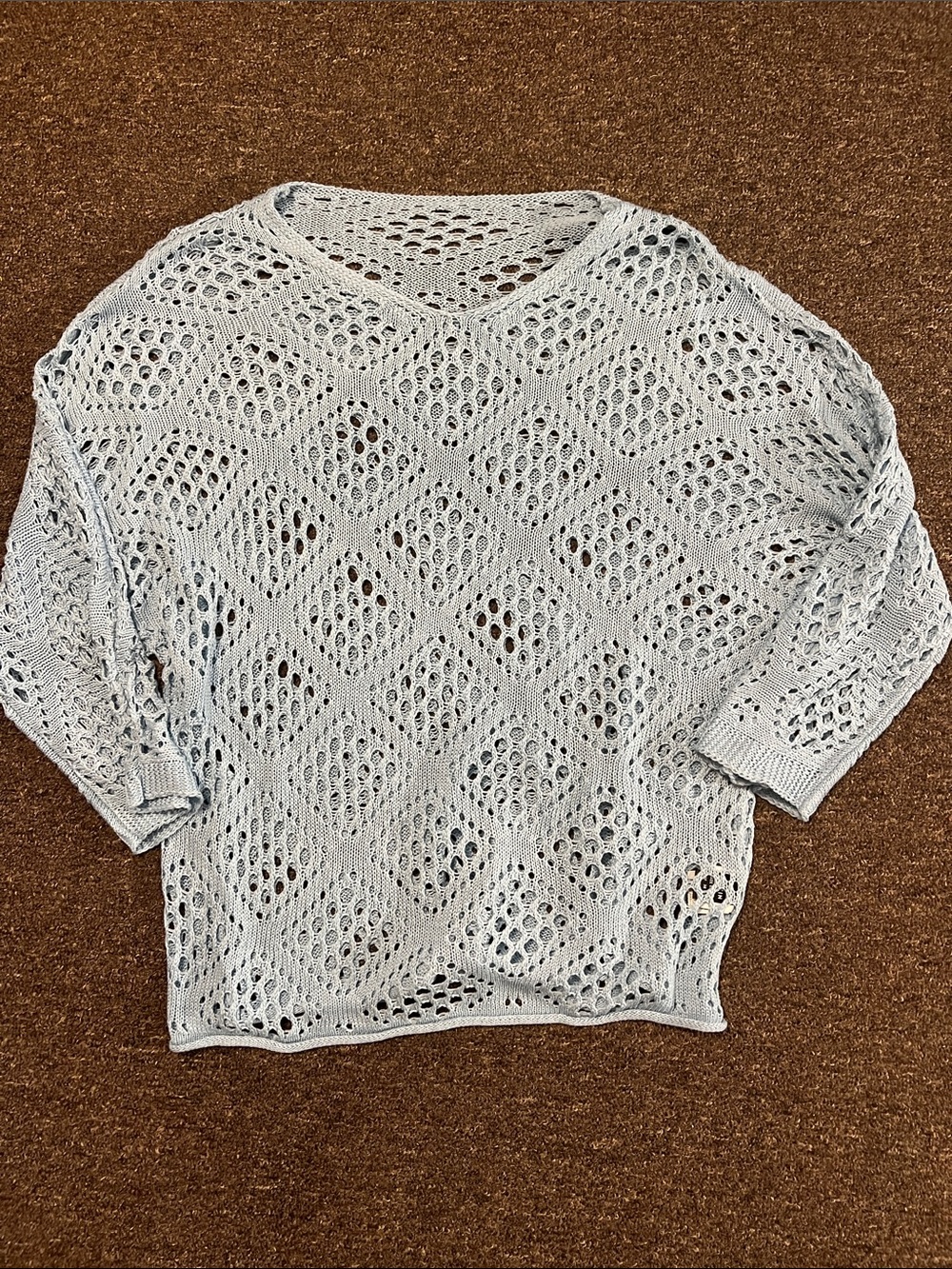Light Blue Open Knit Women's Sweater